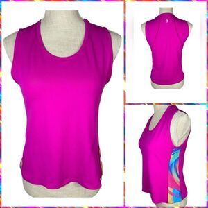 Dona Jo Bright Fuchsia Pink Colorful Side Tennis Match UPF 50+ Tank Top